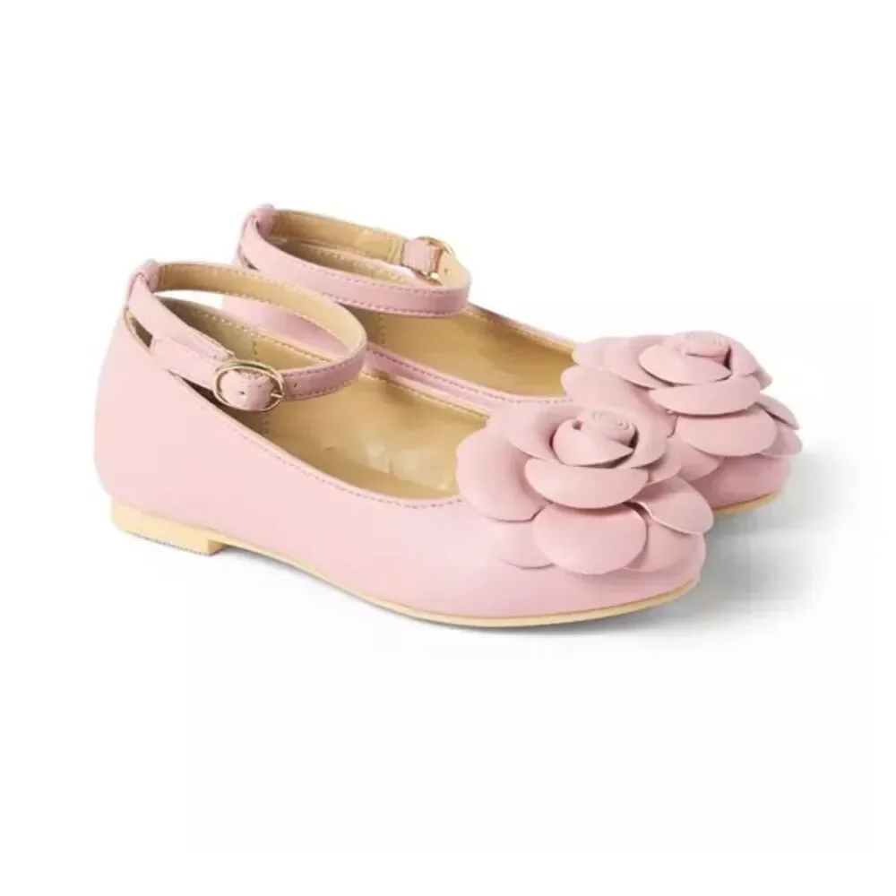Janie and Jack Rosette Ballet Flat in Pale Pink Size 5